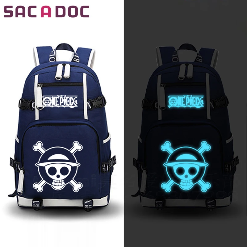 One Piece backpack Anime Luffy Zoro Prints School Bags Luminous men backpacks for Teenagers boys