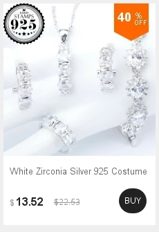 Свадебные Серебряные Ювелирные наборы 925 из белого циркония, женские браслеты, серьги, кольца с камнями, кулон и ожерелье, подарочная коробка