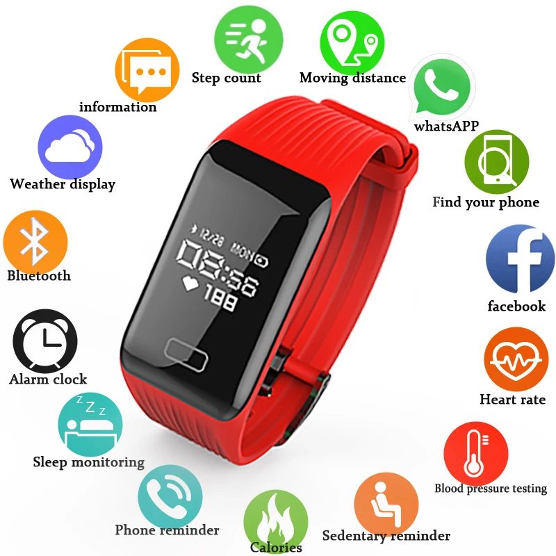 

LIGE New Smart Watch Men Pedometer Women Heart Rate Blood Pressure Monitor Fitness Watch Waterproof Sports Watch PK Mi Band 3