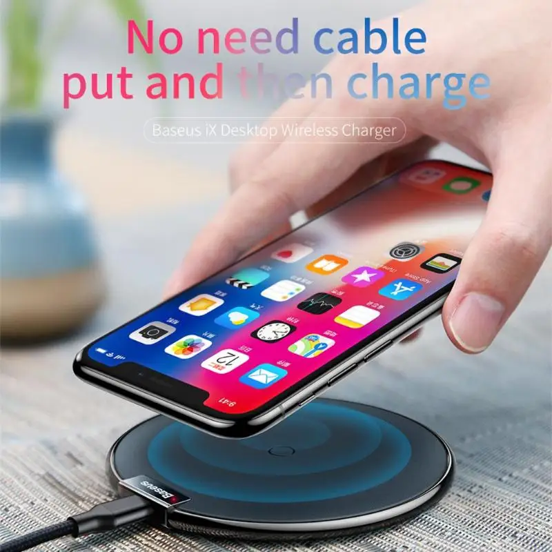 Baseus Qi Wireless Charger Leather Fast Wireless Charging For Samsung Note9 Desktop Wireless Charger Pad For iPhone X Xs Xs Max