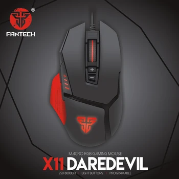 

FANTECH X11 esports professional gaming mouse LED four files 250-8000 DPI custom macro programming mouse For mouse gamer