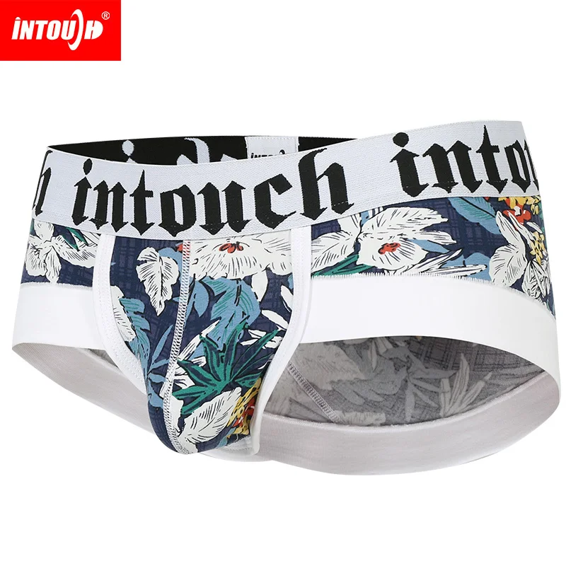 Новые мужские трусы боксеры Intouch с модным принтом хлопковые Сексуальные низкой