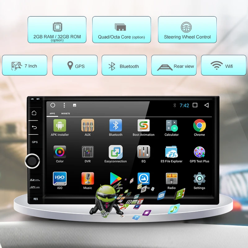 Junsun r179 2 DIN Android 7.1 Автомобильный мультимедийный играть GPS навигации нажмите