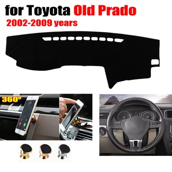 

Car dashboard cover For Toyota old Prado 2002-2009 Left hand drive add 38cm Leather steering wheel cover and phone holder
