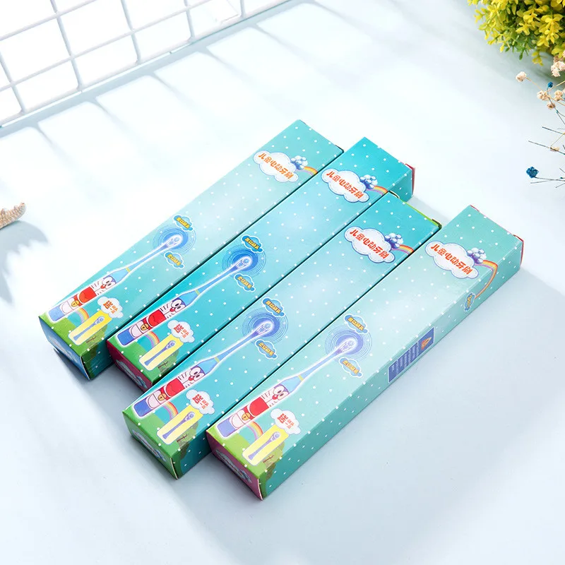 Children Cartoon Pattern Electric Toothbrush Kids Home Cute Soft Hair Electric Teeth Brush 2Pcs Double-sided Clean Replace Head