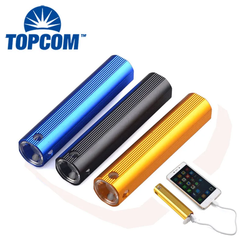 TopCom Портативный мобильный Зарядное устройство мини Мощность банка с 800 люмен Q5 свет Мощность банк светодиодный фонарик