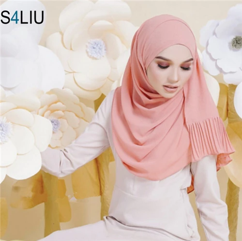 180*75 18 цветов Лоскутные шифоновые аттракционы шали широкий шарф хиджаб драпированные мусульманские Швейные плиссированные шарфы/шарф длинный головной платок плиссированный