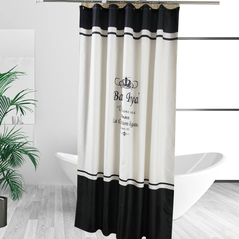 Günstige Dusche Vorhang Wasserdichte Polyester Gewebe Bad Vorhang set Mehltau Resistent Bad Vorhang Hause Badezimmer Dekor Mit 12 Haken