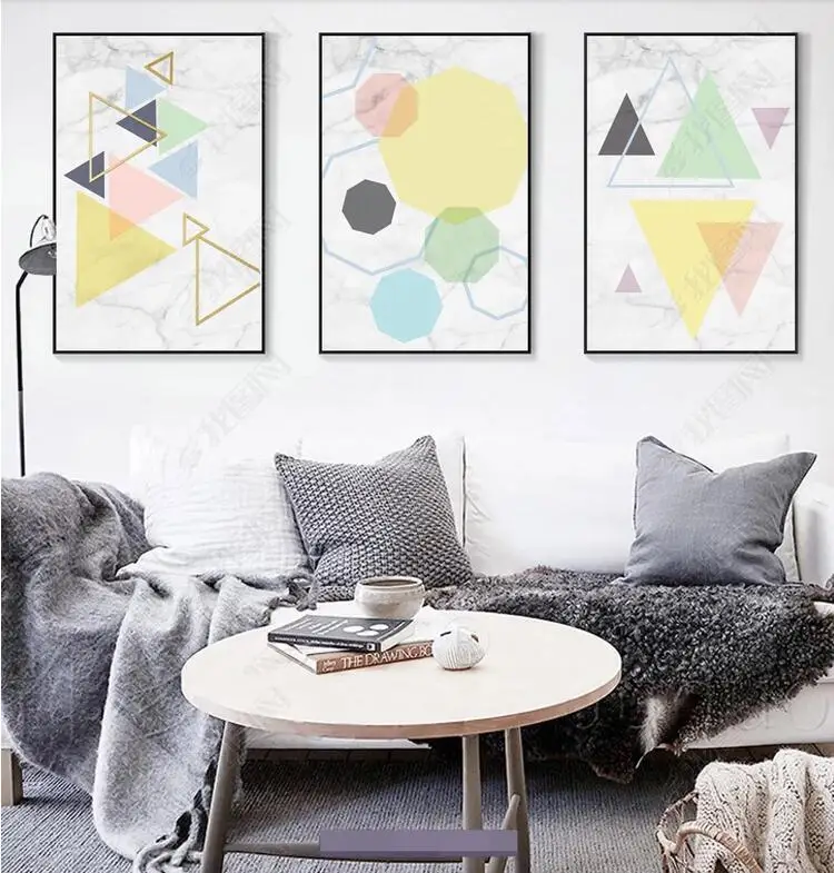 

2018 Nordic Color geometry Canvas Paintings Wall Art Nordic Poster Prints Pictures For Living Room Home Decor T136