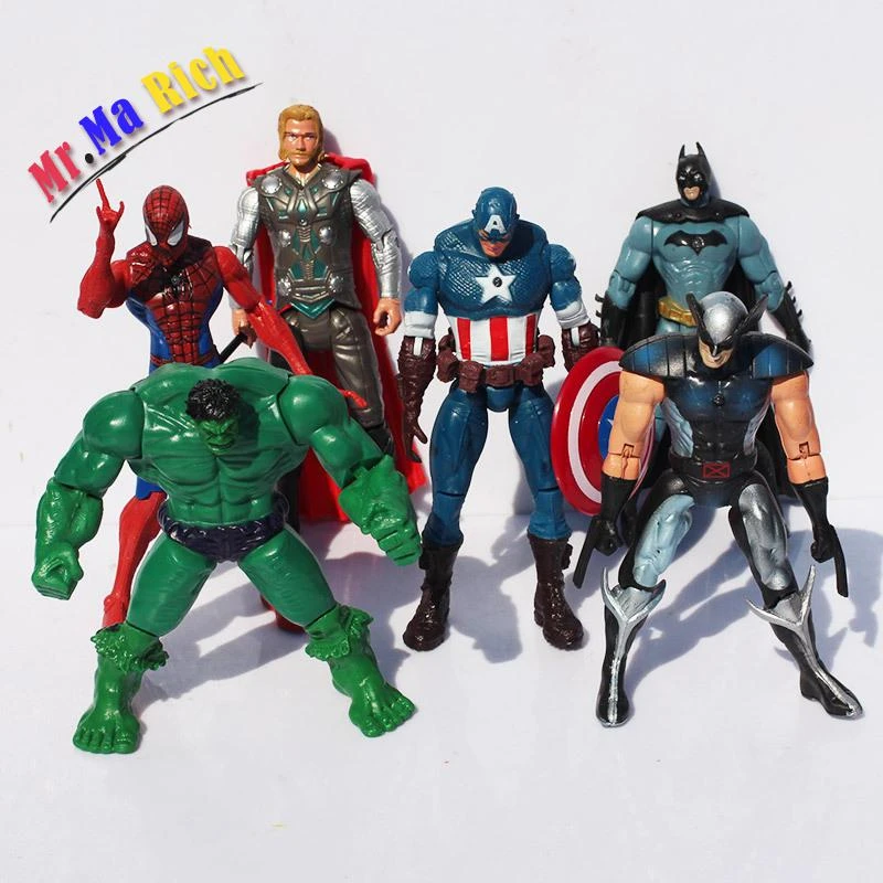 6pcs/set Superheroes Figures The Hulk Thor Captain America Spiderman Batman  Thor Pvc Figure Toys Dolls| | - AliExpress