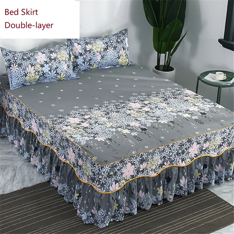 Домашний текстиль покрывало на кровать в европейском стиле покрывало из полиэстера и хлопка постельное белье с цветными цветами 150x200 см Размер королевы - Цвет: Bed Skirt-22