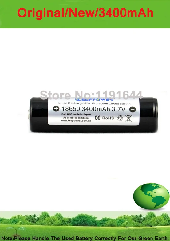 Free shipping!!4PCS/lot Original Keeppower PROTECTED 3.7V 18650 3400mah Li-ion battery | Электроника
