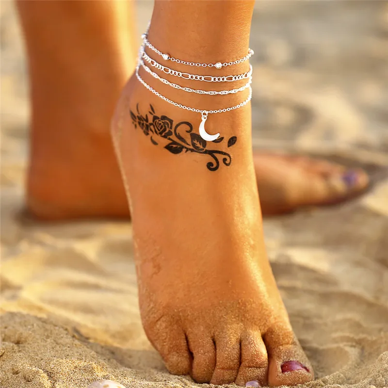 Черепаха Морская звезда женские браслеты на босую ногу вязаные крючком сандалии ноги ювелирные изделия ноги новые браслеты на лодыжке браслеты для женщин ноги цепи - Окраска металла: FOF1757