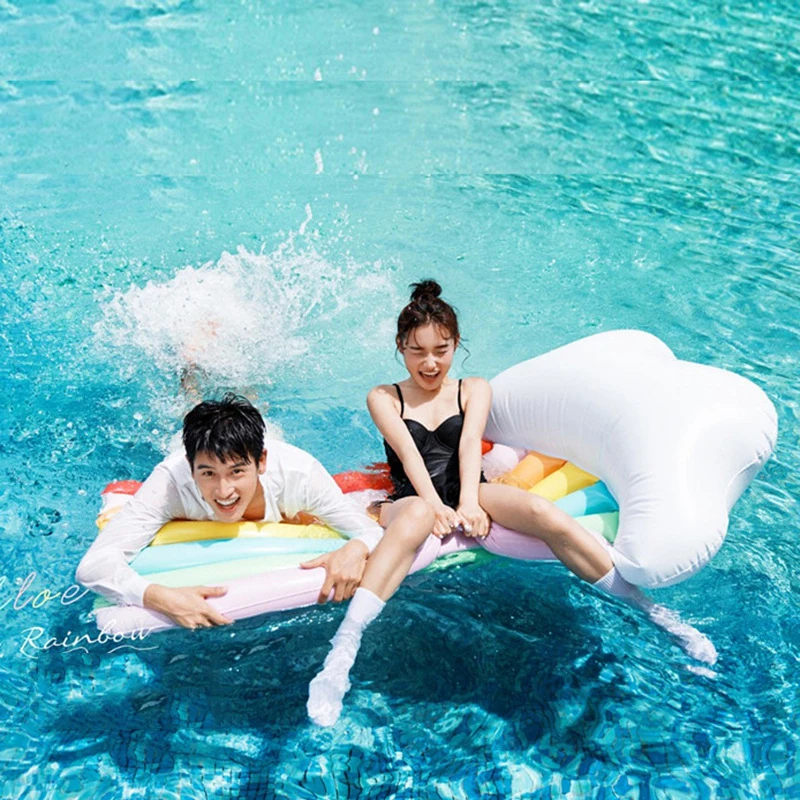 

180cm Rainbow Floating board Swimming Ring Inflatable Swimming Float Adult Giant Pool Float Swim Ring Summer Water Fun Pool Toys