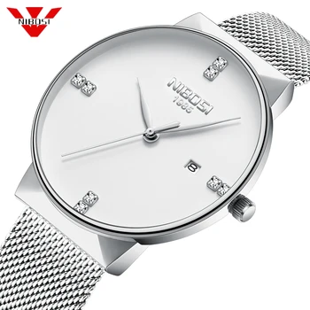 

NIBOSI Diamonds Watch Men New Famous Luxury Top Brand Mens Watches Relogio Masculino Mesh Milanese Bracelet Quartz Wristwatches