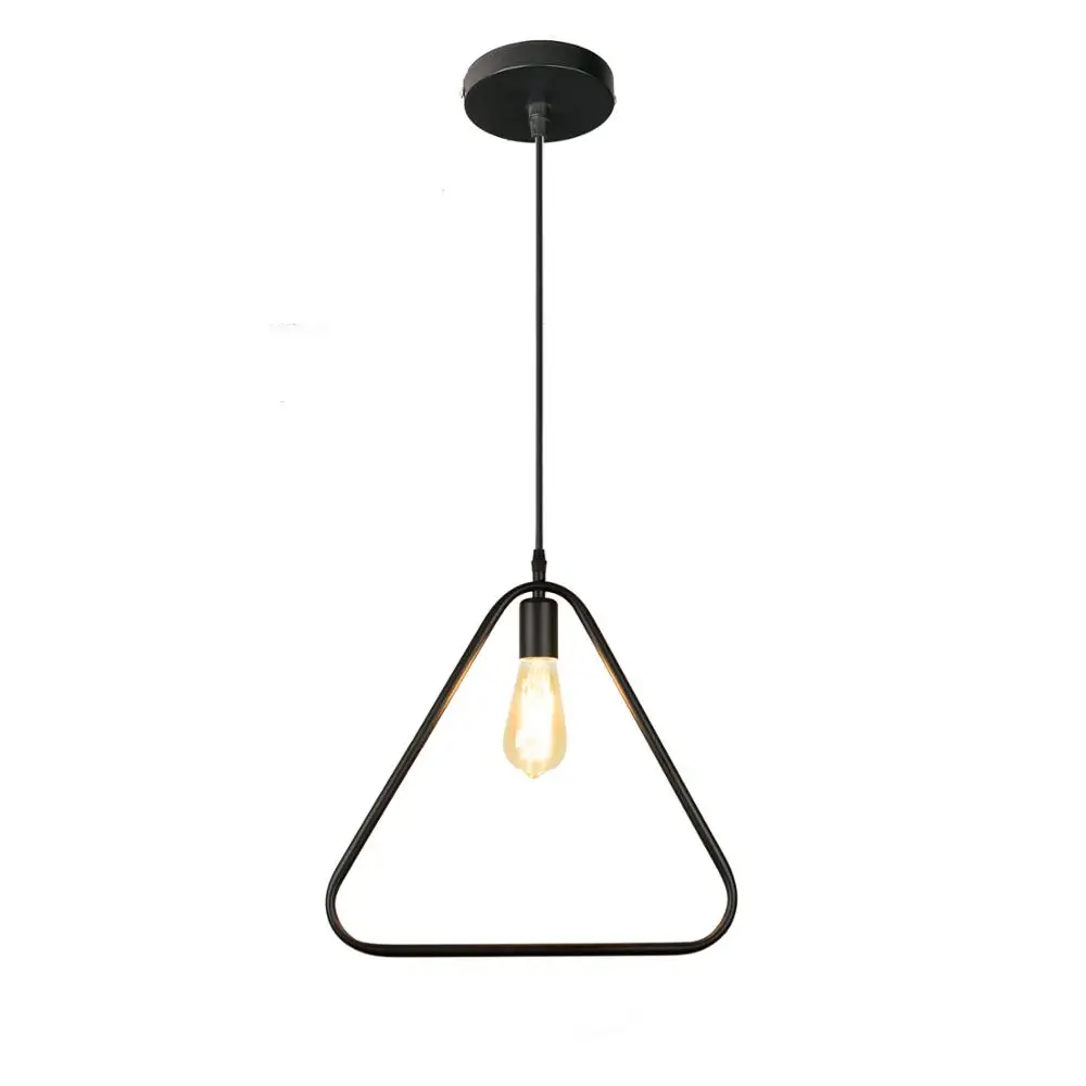 Modern black cage pendant lights iron minimalist retro Scandinavian loft pyramid pendant lamp metal Hanging Lamp E27 Indoor