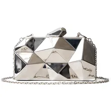 Модная Геометрическая трехмерная металлическая цепь женская сумка вечерняя сумочка день клатчи Мини Кошелек Свадебная вечеринка сумка