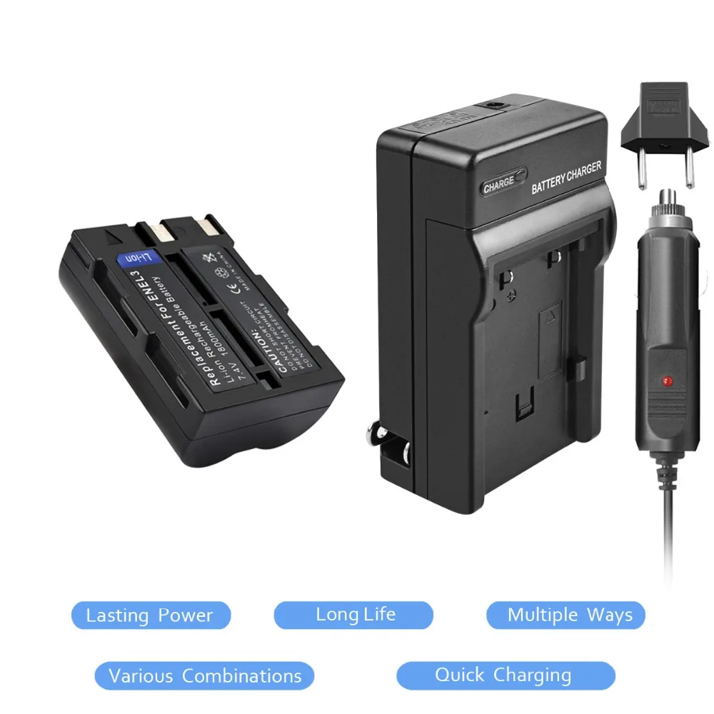 

1X 7.4V 1800mAh akku DSLR EN-EL3 EN EL3 ENEL3 Battery+Battery Charger For Nikon D300S D300 D100 D200 D700 D70S D80 D90 D50 L20