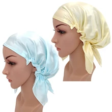 Женская шелковая шапочка для сна s женская ночная шапка шелковая шапка для сна шапка для волос Регулируемая Шапочка тюрбан шапочки для сна ночные шапочки для волос
