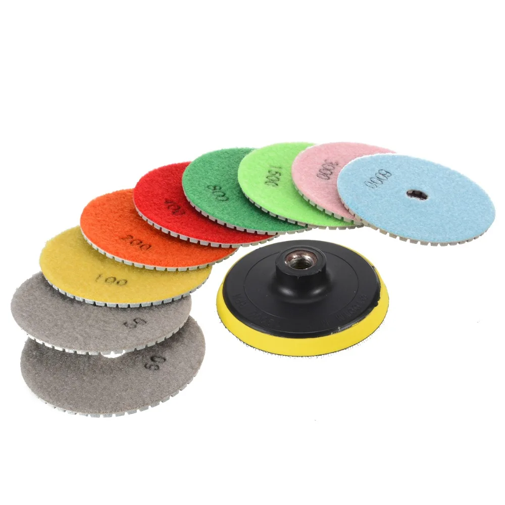 Koop 10 stks Diamant Polijsten 100mm 4 inch M14 Stone Beton Marmer Slijpschijf Set Tool Mayitr