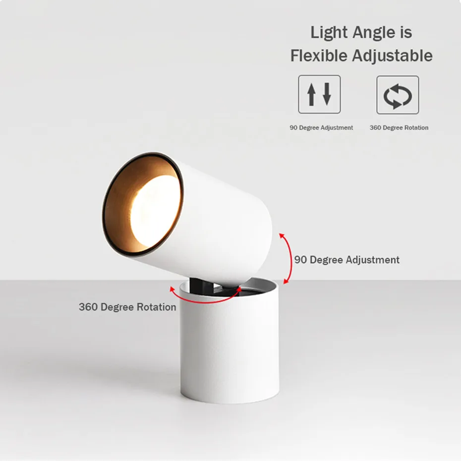 US $25.60 DBFFoldable LED Surface Mounted Downlight 7W 12W BlackWhite Housing 360 Degree Rotatable 3000K4000K6000K Ceiling Spot Light