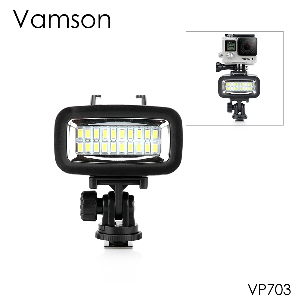 Vamson для Gopro Hero 6 5 4 3 подводный фонарик лампа Дайвинг Водонепроницаемый светодиодный фонарик крепление для SJCAM для Xiaomi YI VP702 - Цвет: VP703