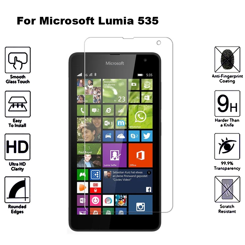 2 шт закаленное стекло для Nokia Lumia 535 Защитная пленка для экрана защитное закаленное стекло для microsoft Lumia 535 Dual Sim N535