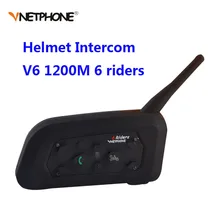 Vnetphone V6 переговорное bluetooth-устройство для 1200 м для мотоциклетного шлема полный дуплекс для 6 ездоков, BT, Беспроводной motocicleta шлемофон