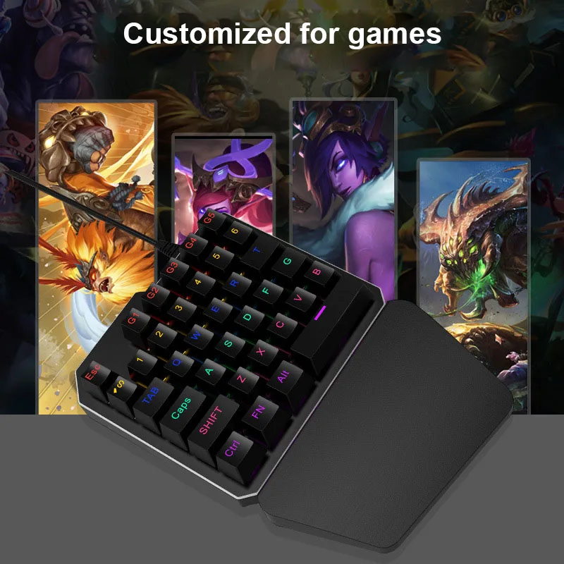 

35 Keys Single Hand Gaming Keyboard USB Wired LED Backlight Anti-Ghosting Keyboards SD998
