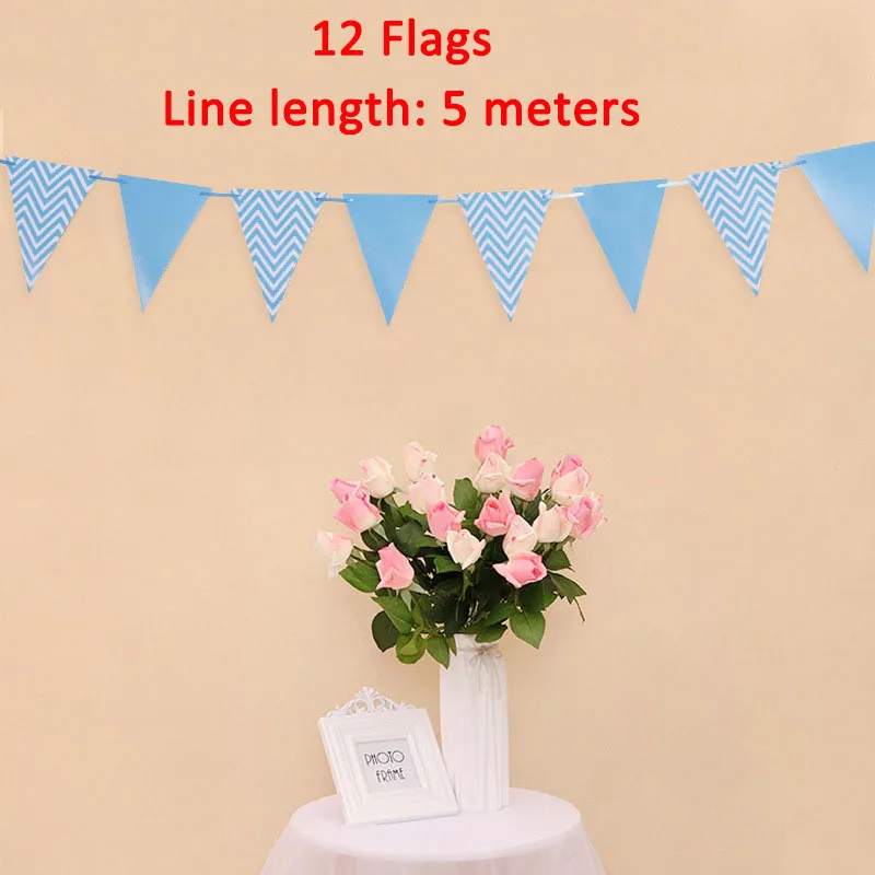 1st Happy Birthday I Am One воздушные шары фоторамка баннер для маленьких мальчиков и девочек вечерние украшения 1 год - Цвет: blue pennant