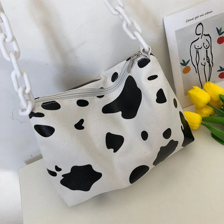 

2019 new Cow print fashion ins locomotive lovers bag Korean version of the new casual shoulder Messenger bag