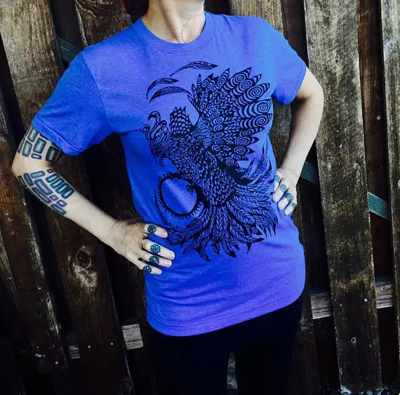 Hillbilly Vogue Hawk Phoenix Unisex T Shirt Api Biru Reborn