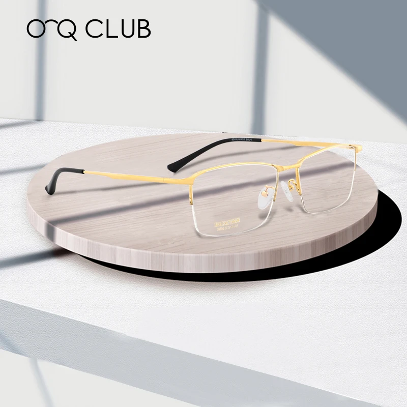 

O-Q CLUB Titanium Optical Glasses Frame Men Ultralight glasses Myopia Eyewear Prescription Eyeglasses Semi-rimless eyewear