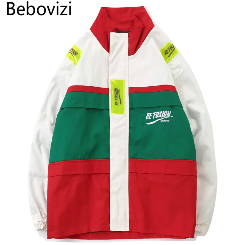 Бренд Bebovizi 2018 осенняя уличная куртка в стиле хип хоп стильная с цветными блоками
