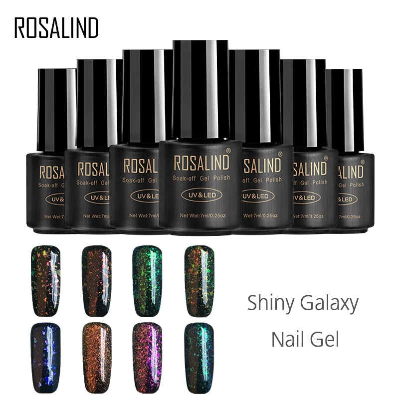 

ROSALIND Gel 1S 7ml Nail Polish Shiny Galaxy Gel Varnish Glitter Soak Off Need UV LED Lamp Semi Permanent Nail Gel Lacquer