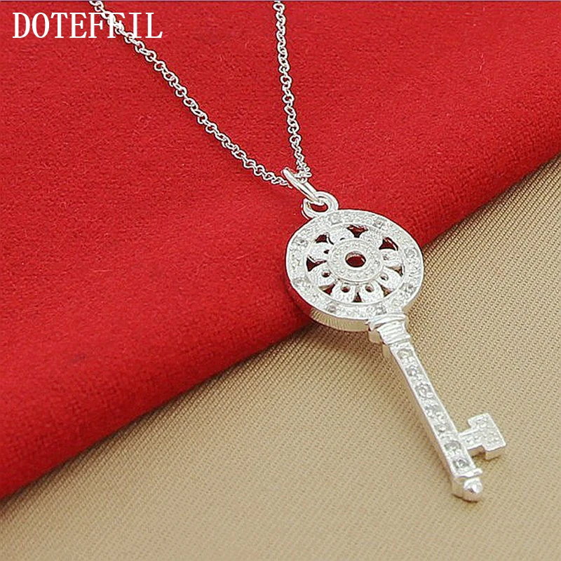 Цепочка DOTEFFIL из серебра 925 пробы с кулоном в виде круглого ключа 18 дюймов|fashion
