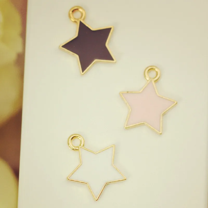

20pcs/lot 12*14mm five-pointed stat pendant tag alloy enamel Charm DIY jewelry accessories of necklace bracelet headdress