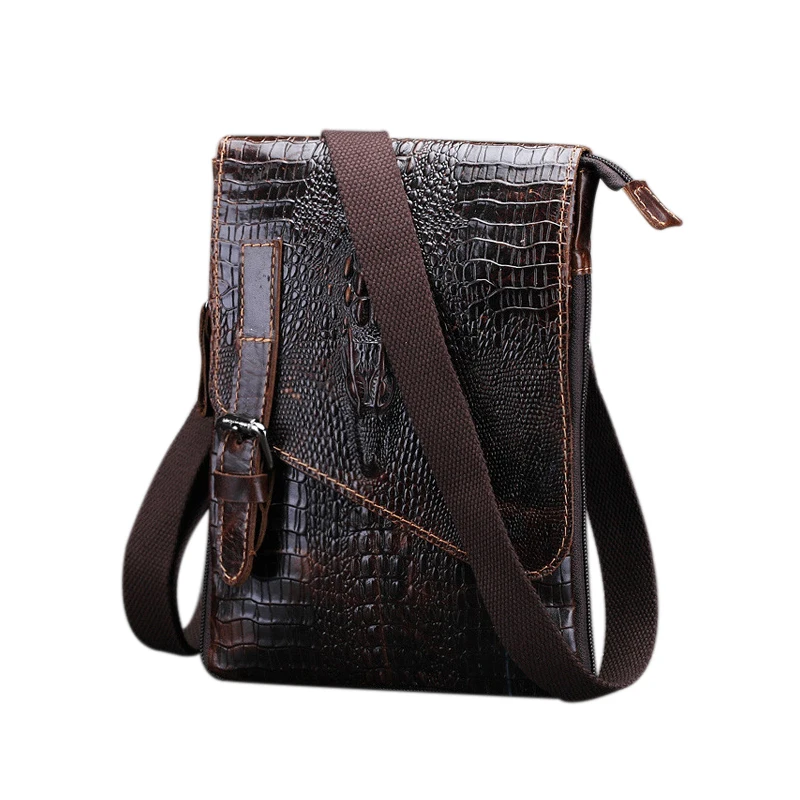 

AUAU Casual men bags male crocodile pattern flap bag Shoulder Crossbody bags Handbags Messenger small men Leather bag