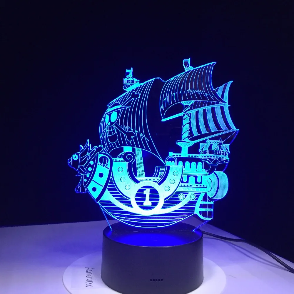Лодка Парусная 3D светодиодный светильник 7 цветов визуальный светодиодный свет для детей сенсорный USB таблице как лампе для сна Ночная дома