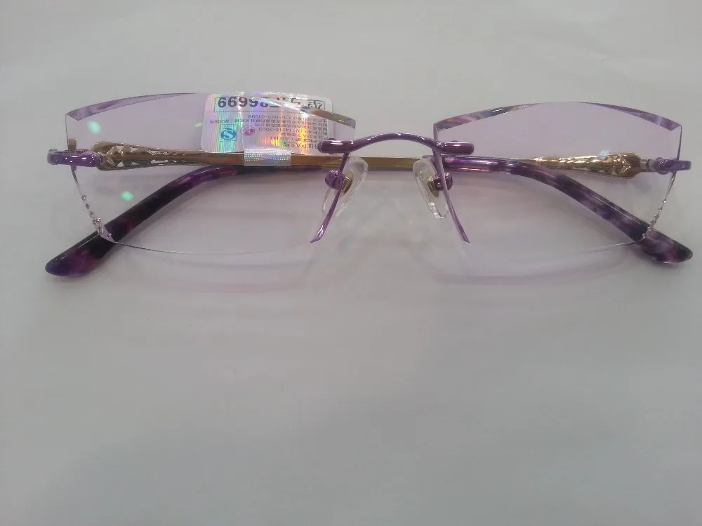 

Titanium Rimless Eyeglasses Frame Women Myopia Glasses 1.61 Index Diamond Cutting Color Lens Lady Elegance Optical High Quality