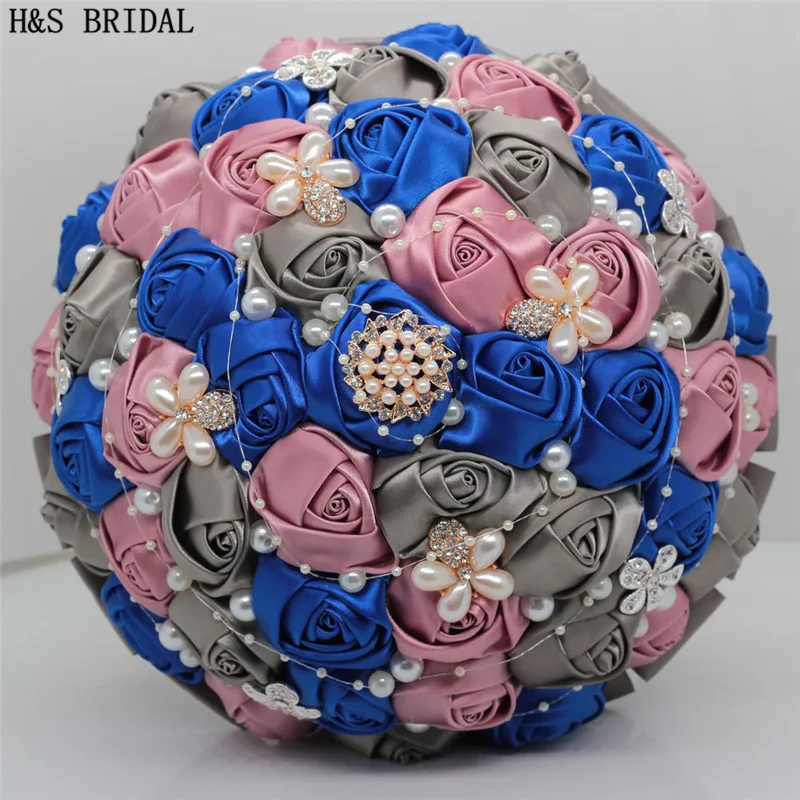 

H&S BRIDAL Large Rhinestone elegant Wedding Flowers Bridal Bouquets Artificial Wedding Bouquets Rose Pearls buque de noiva 2019