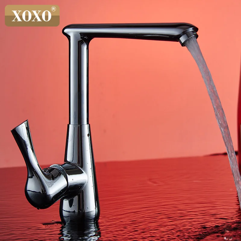 XOXO Chrome plated single processing kitchen faucet rotate 360 degrees hot and cold water tap X1261 | Обустройство дома