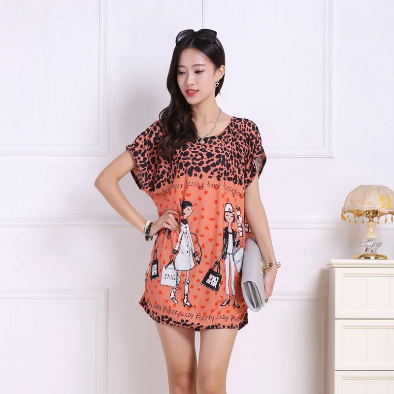 

2018 summer women casual short sleeve t shirts tops tees plus size loose tunic L-4XL big cat print
