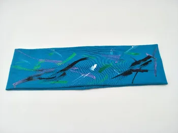 

P171182 fashion unique ladies' lake blue cotton painted and scratch hair band