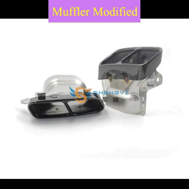 

Two Colors Car Rear Stainless Steel Tail Throat Exhaust tip Muffler tail with Square Mouth fit Benz S Class A45