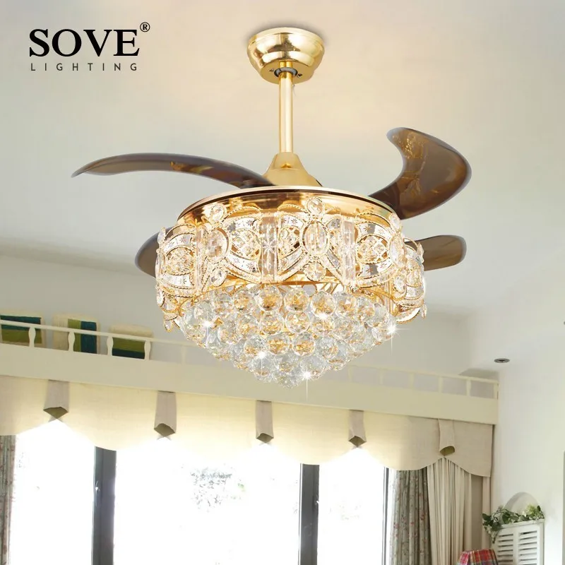 Modern Led Luxury Gold Contemporary Folding Crystal Ceiling