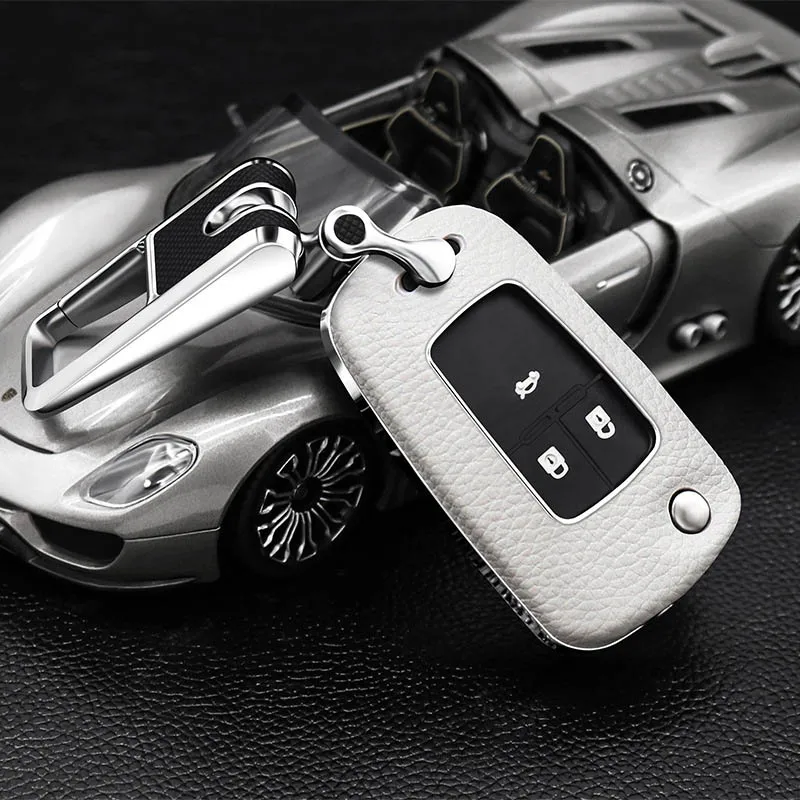 Чехол для ключей из натуральной кожи для Chevrolet Cruze Buick Opel Vauxhall Astra Corsa Antara Meriva Insignia fob holder - Название цвета: white  set