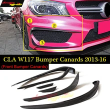 6 шт. углеродное волокно передний бампер сплиттер Спойлеры Canard для Mercedes CLA W117 C117 X117 CLA45 стиль без дрели/прямой палки 13-16