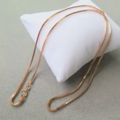 

Pure 18K Rose Gold Necklace 1.15mm Milan Box Link Chain Necklace 17.7INCH Au750