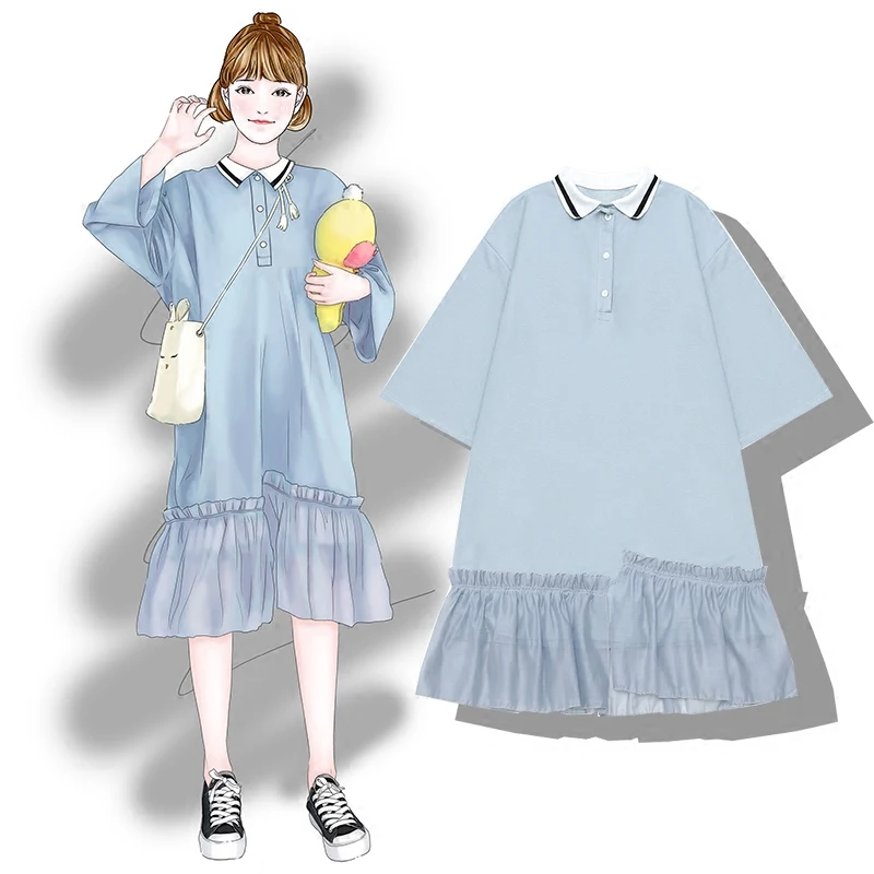 Harajuku летний корейский стиль Университет женское платье квадратный воротник Femela
